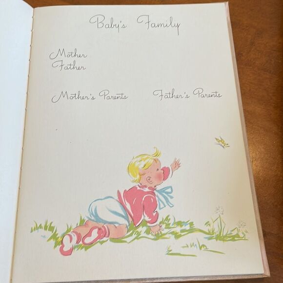 Vintage late40s/early 50s pink satin covered unused Baby Book - Picture 8 of 12